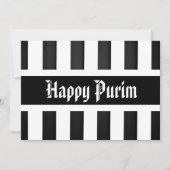 Happy Purim Flat Wenskaart Stripe Black White Feestdagenkaart (Voorkant)