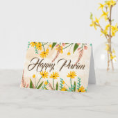 Happy Purim Folded Wenskaart Floral Yellow Kaart (Gele Bloem)