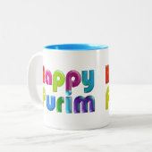HAPPY PURIM funky gift Tweekleurige Koffiemok (Voorkant links)