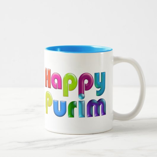 HAPPY PURIM funky gift Tweekleurige Koffiemok (Rechts)