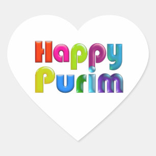 HAPPY PURIM funky Hart Sticker