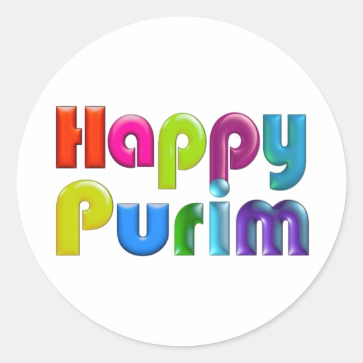 HAPPY PURIM funky Wenskaart Ronde Sticker (Voorkant)