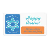 Happy Purim - GIF-label Etiket (Voorkant)