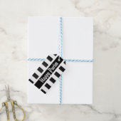 Happy Purim Gift Label Stripe Black White Cadeaulabel (Met Touw)