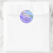 Happy Purim Gold Glitter Agate Hebrew Ronde Sticker (Tas)