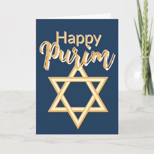 Happy Purim Greeting Card - Star of David Blue Kaart (Voorkant)