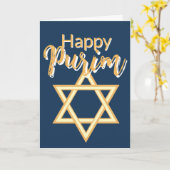 Happy Purim Greeting Card - Star of David Blue Kaart (Gele Bloem)