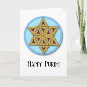 Happy Purim Hamantaschen Cookies Star of David Kaart