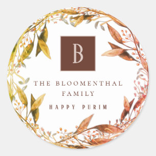 Happy Purim Herfst blad aangepast Ronde Sticker