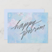 happy purim in cloud blue briefkaart (Voorkant / Achterkant)