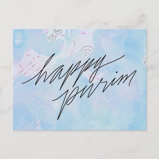 happy purim in cloud blue briefkaart (Voorkant)