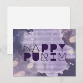 HAPPY PURIM in Paars met Esther Story Briefkaart (Voorkant / Achterkant)
