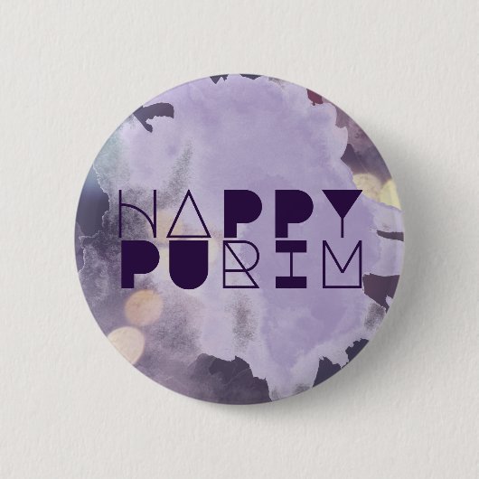 HAPPY PURIM in Paars Ronde Button 5,7 Cm (Voorkant)