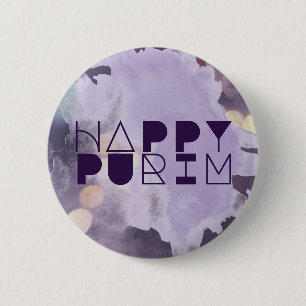 HAPPY PURIM in Paars Ronde Button 5,7 Cm