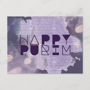 HAPPY PURIM in Purple with Esther Story Briefkaart