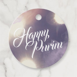 Happy Purim in Sparkle en Paars Bedankjes Labels
