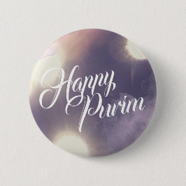 Happy Purim in Sparkle en Paars Ronde Button 5,7 Cm