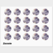 Happy Purim in Sparkle en Paars Ronde Sticker (Vel)