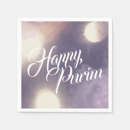 Happy Purim in Sparkle en Paars Servet