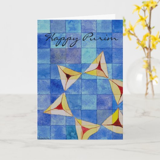 Happy Purim Kaart (Gele Bloem)