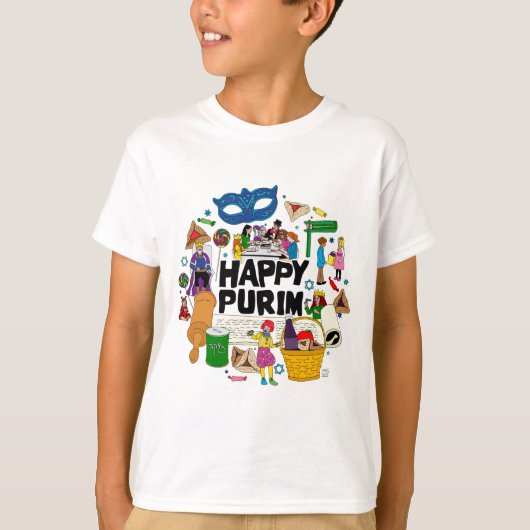 Happy Purim Kinder T-Shirt (Voorkant)