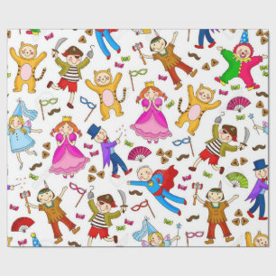 Happy Purim-Kinderen in kostuum Cadeaupapier