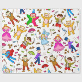 Happy Purim-Kinderen in kostuum Cadeaupapier (Vlak)