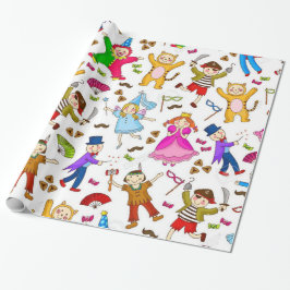 Happy Purim-Kinderen in kostuum Cadeaupapier