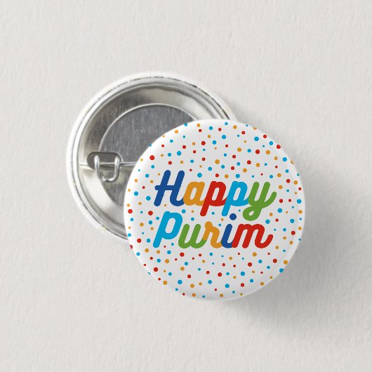 Happy Purim-knop Ronde Button 3,2 Cm (Voorkant /achterkant)