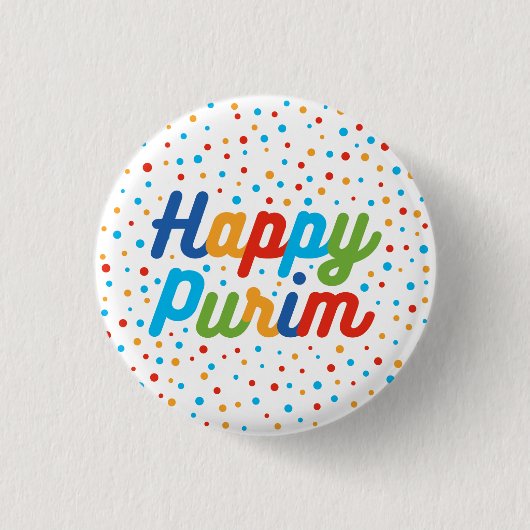 Happy Purim-knop Ronde Button 3,2 Cm (Voorkant)