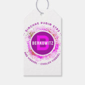 Happy Purim - Kosher Info Monogram Gift Label Cadeaulabel (Voorkant)