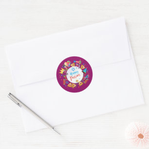 Happy Purim-mandjes, decoratie, Ornamenten Ronde Sticker