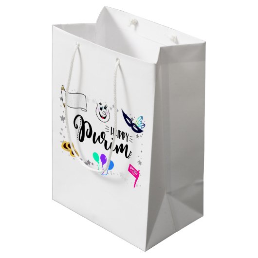 Happy Purim Medium Cadeauzakje (Voorkant Gekanteld)