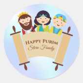 Happy Purim Megillah Kinder Custom Ronde Sticker (Voorkant)