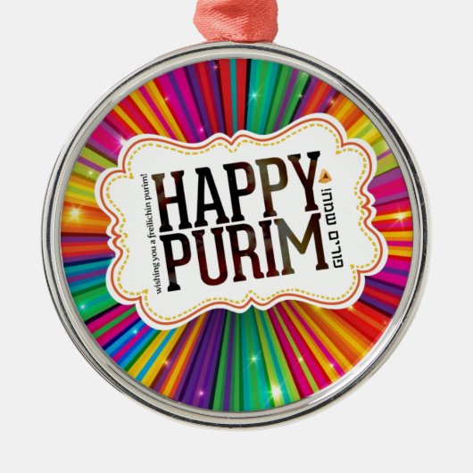 happy purim metalen ornament (Voorkant)