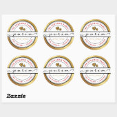 Happy Purim Mishloach Manos Kosher - Gegevens groo Ronde Sticker (Vel)