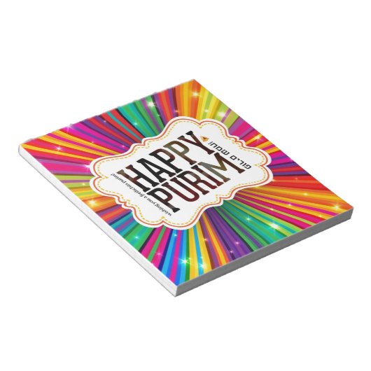 happy purim notitieblok (Schuin)