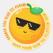 Happy Purim Oranje voor Glad Round Sticker (Voorkant)