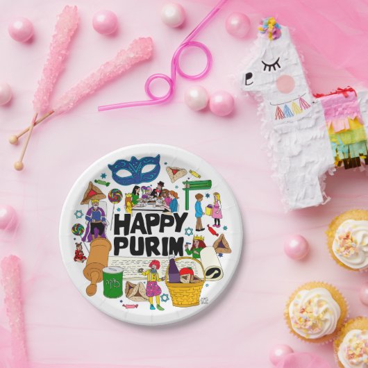 Happy Purim Paper-Borden Papieren Bordje (Feest)