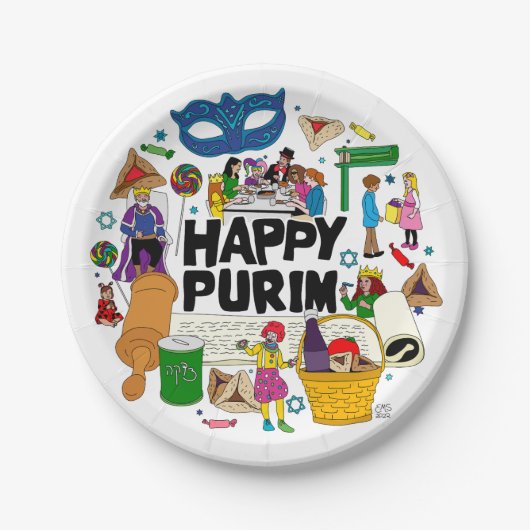 Happy Purim Paper-Borden Papieren Bordje (Voorkant)