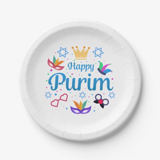 Happy Purim Papieren Bordje (Voorkant)