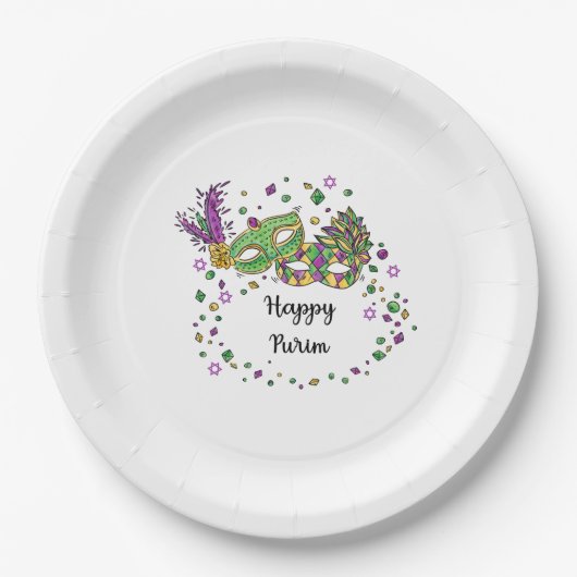 Happy Purim Papieren Bordje (Voorkant)