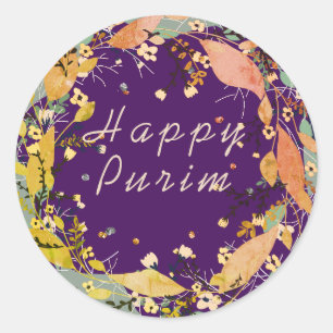 Happy Purim past de leafy-kreet aan Ronde Sticker