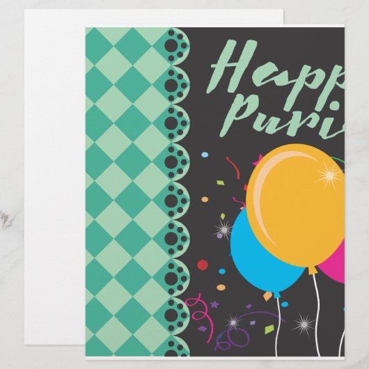 happy purim persoonlijk briefhoofd (Voorkant / Achterkant)