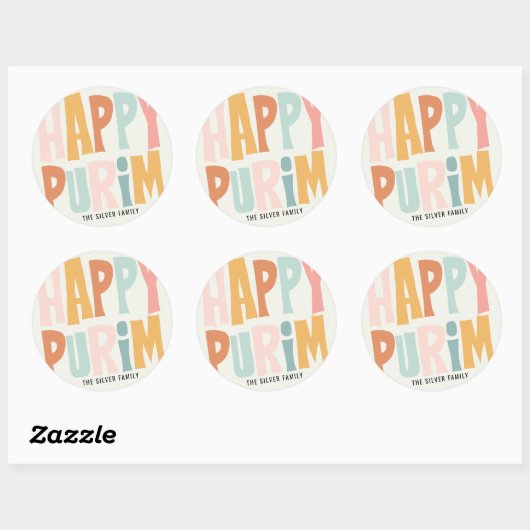 Happy Purim Ronde Sticker (Vel)
