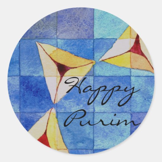 Happy Purim Ronde Sticker (Voorkant)