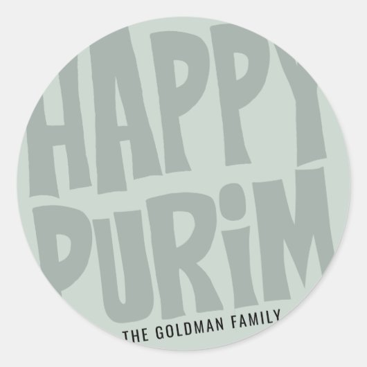 Happy Purim Ronde Sticker (Voorkant)