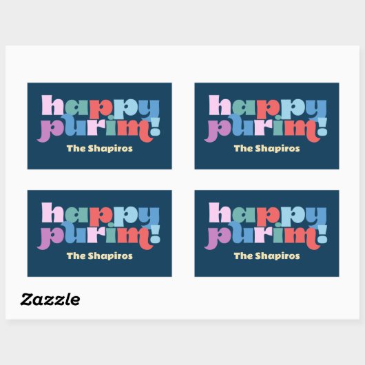 Happy Purim Sameach label voor mishloach manot (Vel)