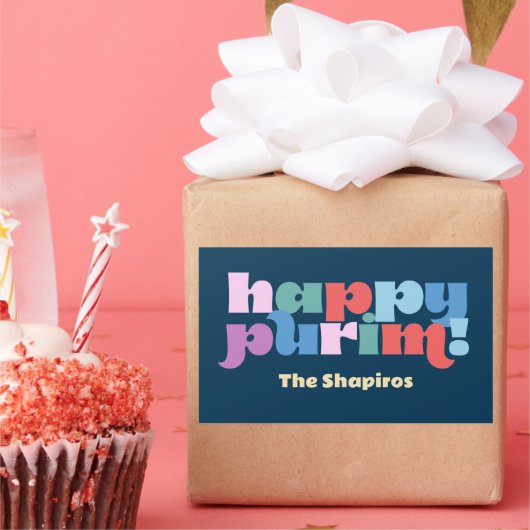 Happy Purim Sameach label voor mishloach manot (Feest)