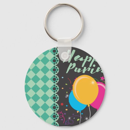 happy purim sleutelhanger (Voorkant)